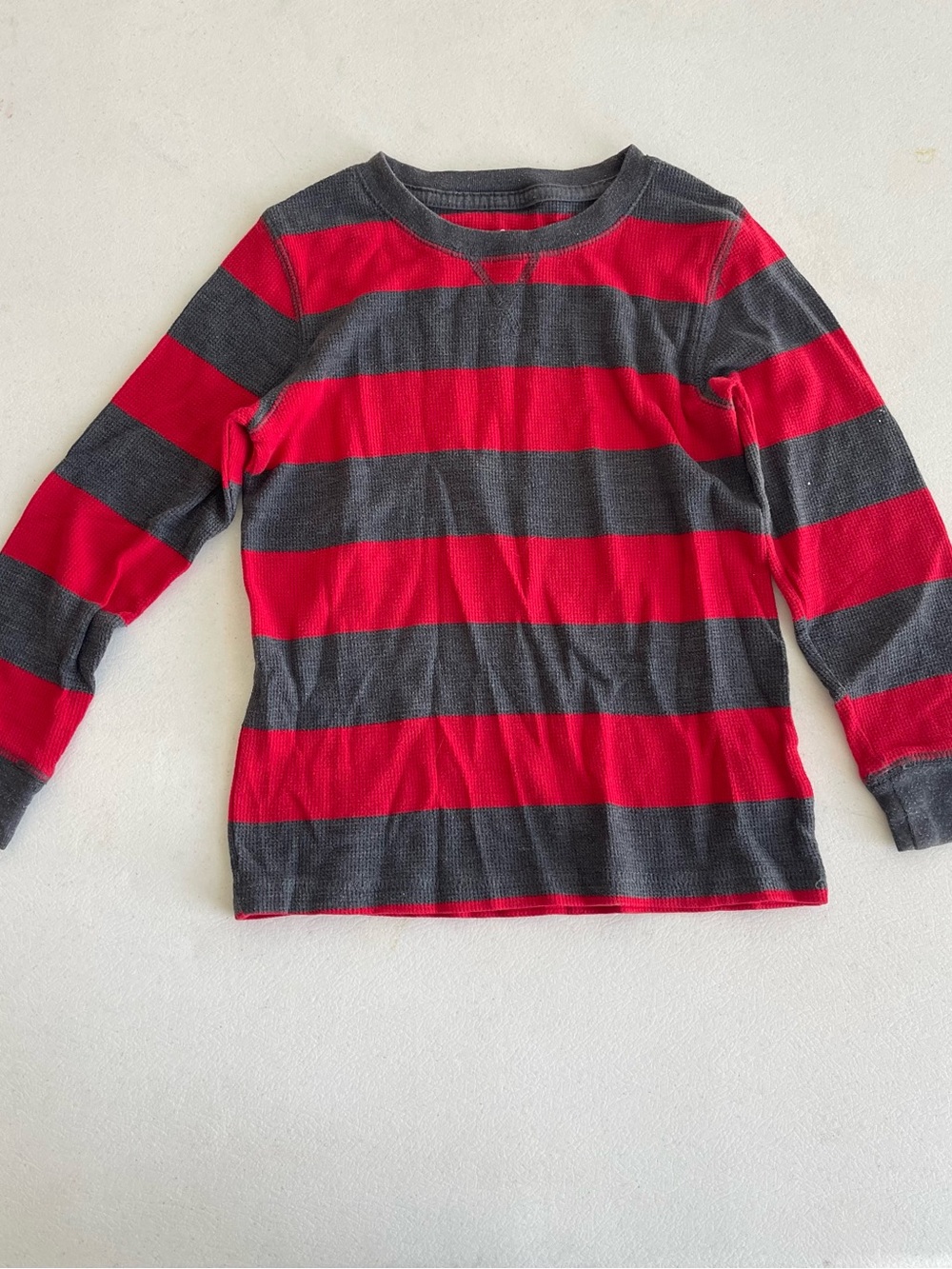 Cat & Jack Red and Charcoal Striped Long-Sleeve Crewneck